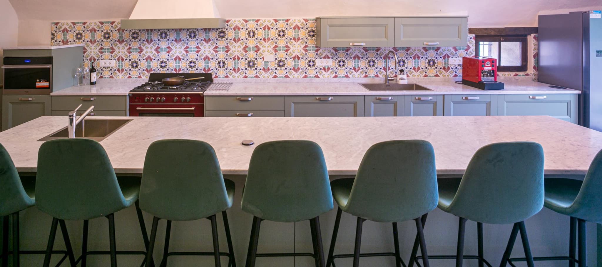 Cellar kitchen artisan tile backsplash