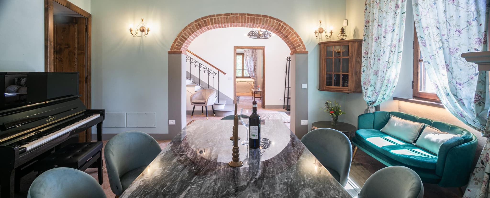 Dining table with marble top
