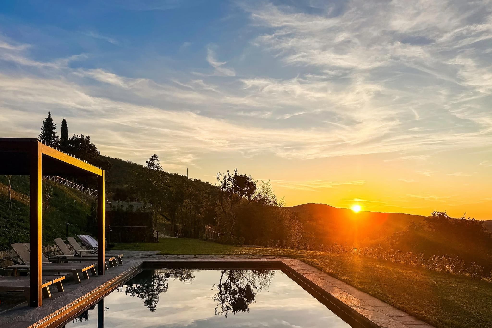 Pool at sunset